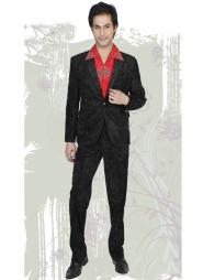 Чёрный яркий мужской костюм-двойка + рубашка