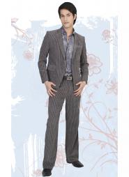 Серый классический мужской костюм-двойка + рубашка