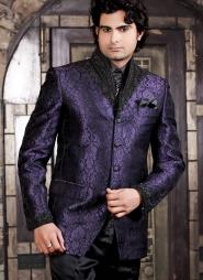 Дорогой элитный мужской костюм-двойка цвета индиго + рубашка + галстук с брошью