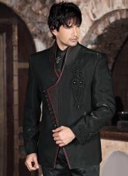 Чёрный элитный дорогой мужской костюм-двойка + рубашка + галстук с брошью