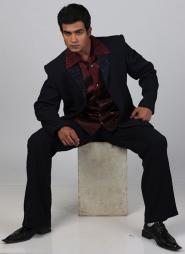 Тёмно-синий свадебный / вечерний мужской костюм-двойка + рубашка