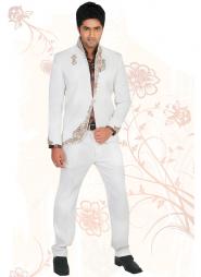 Белый современный мужской костюм-двойка + рубашка