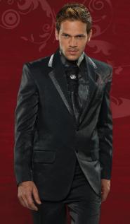 Антрацитовый строгий мужской костюм-двойка + рубашка + галстук с брошью