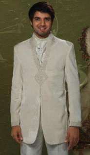 Белый восточный свадебный / вечерний мужской костюм-двойка + рубашка