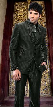 Антрацитовый модный мужской костюм-двойка + рубашка + галстук с брошью