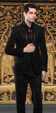 Чёрный вечерний мужской костюм-двойка + рубашка + галстук с брошью