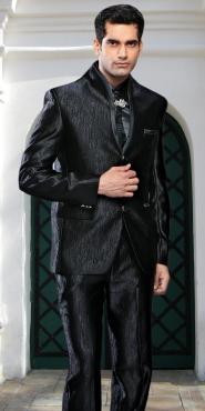 Чёрный праздничный мужской костюм-двойка + рубашка + галстук с брошью