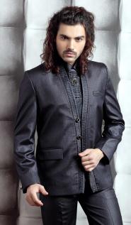 Вечерний мужской костюм-двойка цвета маренго + рубашка + галстук с брошью