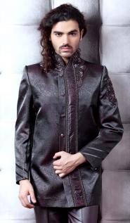 Тёмно-фиолетовый свадебный / вечерний френч (воротник — стойка) + брюки