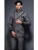 Тёмно-серый мужской костюм-двойка из жаккардовой ткани
