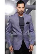 Синий модный мужской пиджак из льна