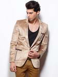 Бежевый мужской пиджак из бархата_St