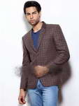 Коричневый мужской пиджак в клетку_St