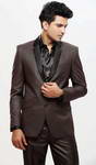 Кофейный классический мужской костюм-двойка + шёлковая рубашка