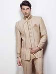 Бежевый мужской френч из дизайнерского шёлка + брюки