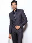 Антрацитовый приталенный молодёжный мужской костюм-двойка + шёлковая рубашка