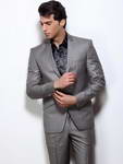 Серый приталенный мужской костюм-двойка + шёлковая рубашка