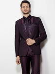 Тёмно-пурпурный мужской костюм-двойка + шёлковая рубашка + галстук с брошью