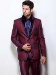 Вишнёвый мужской костюм-двойка + шёлковая рубашка + галстук с брошью