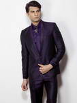 Тёмно-пурпурный мужской костюм-двойка + рубашка + галстук с брошью