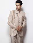 Бежевый мужской френч (воротник — стойка) + брюки
