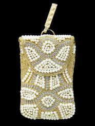 Индийская маленькая сумочка-брелок, вышитая бисером, украшенная стразами