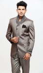 Серый элегантный мужской костюм-двойка, украшенный вышивкой скрученной шёлковой нитью, бисером и стразами