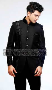 Чёрный оригинальный мужской френч (воротник — стойка) + брюки