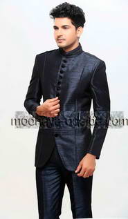 Тёмно-синий модный мужской френч (воротник — стойка) + брюки