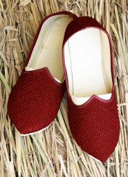 Тёмно-красные маджари (моджари) из дизайнерского шёлка, украшенные скрученной шёлковой нитью