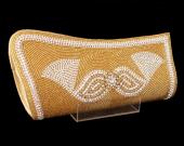 Золотистая маленькая винтажная сумочка (клатч), украшенная бисером и стразами