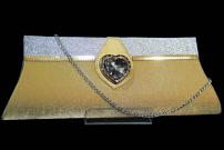 Золотистая маленькая дизайнерская сумочка, украшенная стразами