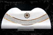 Серебристая индийская маленькая сумочка (клатч), украшенная брошью со стразами