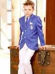 Сиреневый стильный пиджак для мальчика + белые брюки + белая рубашка + сиреневый галстук