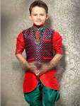 Красный / изумрудный индийский костюм для мальчика