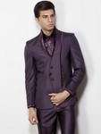 Тёмно-пурпурный мужской костюм-двойка + шёлковая рубашка + галстук с брошью