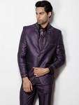 Тёмно-пурпурный мужской костюм-двойка + шёлковая рубашка + галстук с брошью