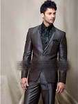 Тёмно-серый мужской костюм-двойка + чёрная рубашка с галстуком