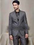Серый мужской костюм-двойка + шёлковая рубашка