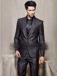 Чёрный классический мужской костюм-двойка + шёлковая рубашка