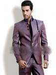 Сиреневый мужской костюм-френч (воротник — стойка) + брюки