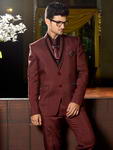 Красно-коричневый мужской костюм-двойка + шёлковая рубашка с галстуком