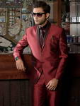 Тёмно-красный мужской костюм-двойка + шёлковая рубашка с галстуком