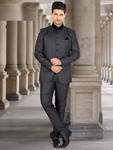 Тёмно-серый интересный мужской костюм-двойка