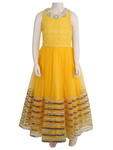 Жёлтое дизайнерское платье для девочки 6-10 лет, без рукавов