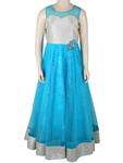 Голубое нарядное платье для девочки 2-14 лет, без рукавов