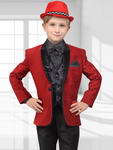 Чёрно-красный костюм-тройка + рубашка с бабочкой для мальчика от 2 до 16 лет