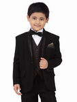 Чёрный костюм-тройка (с жилетом) + белая рубашка с бабочкой для мальчика от 2 до 16 лет