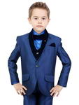 Синий костюм-тройка (с жилетом) + рубашка с бабочкой для мальчика от 2 до 14 лет