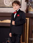 Тёмный классический костюм-двойка + белая рубашка с бабочкой для мальчика от 2 до 16 лет
